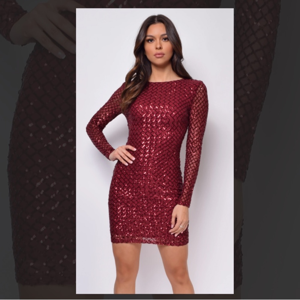 NWT EMPRADA KIMBERLY SEQUIN LONG SLEEVE COCKTAIL DRESS SIZE M